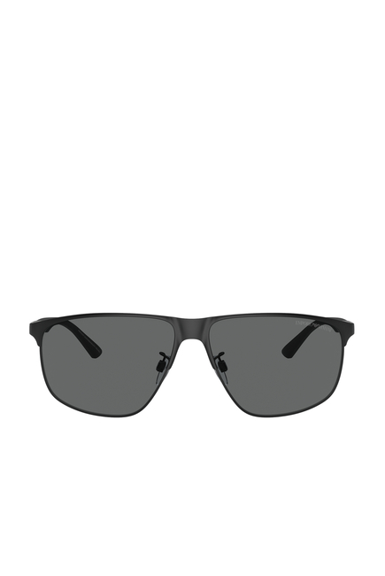 Matte Blue D Frame Sunglasses with Dark Grey Lenses